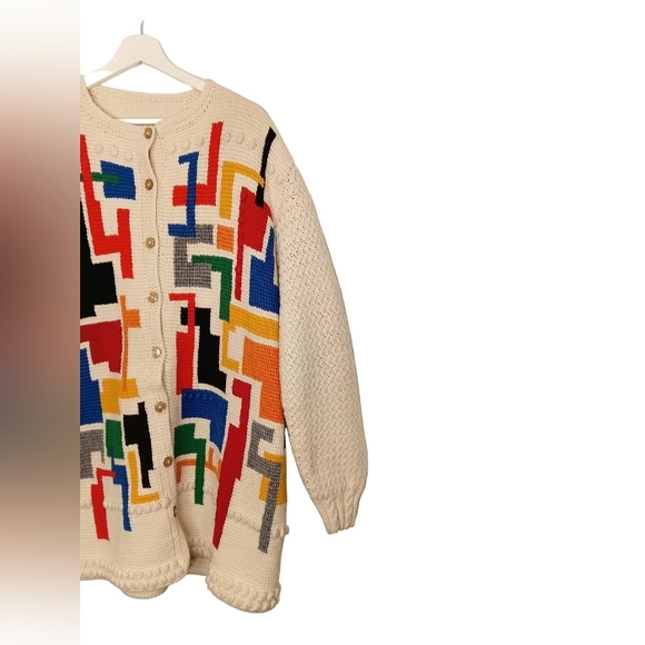 Abstract Patterned Knit Cardigan - Picture 2 of 6